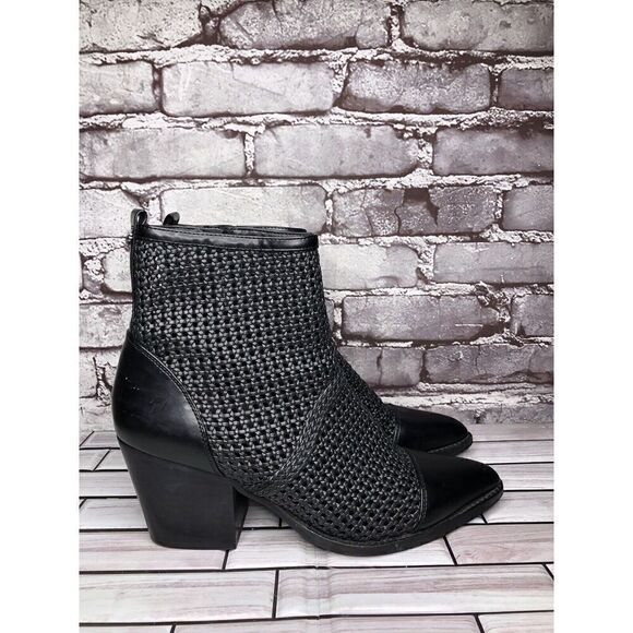 Sam Edelman Elita Black Leather Cut Out Block Heel Western Boots Women Sz 10M US - Picture 6 of 16